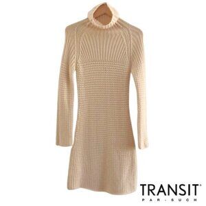 Transit Par Such Cashmere Sweater Dress Italian Designer Fisherman Mixed Knit